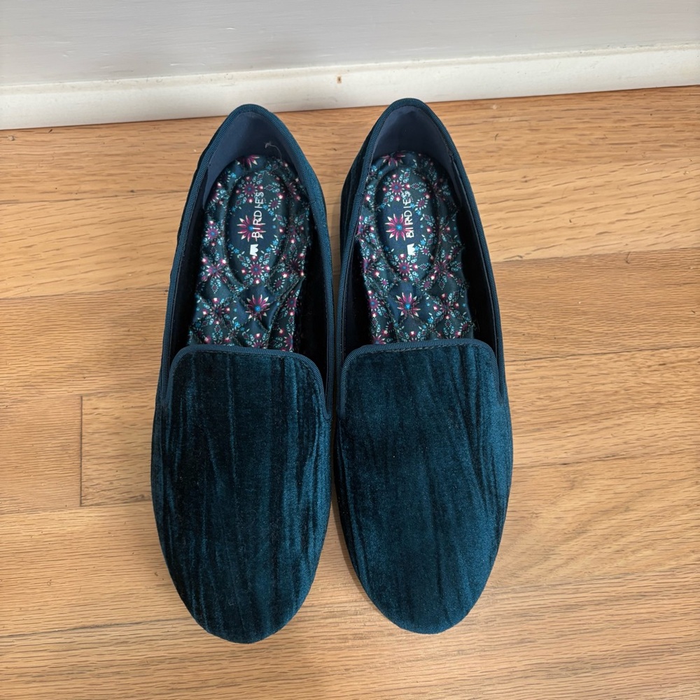 Birdies Velvet Loafers in Deep Teal